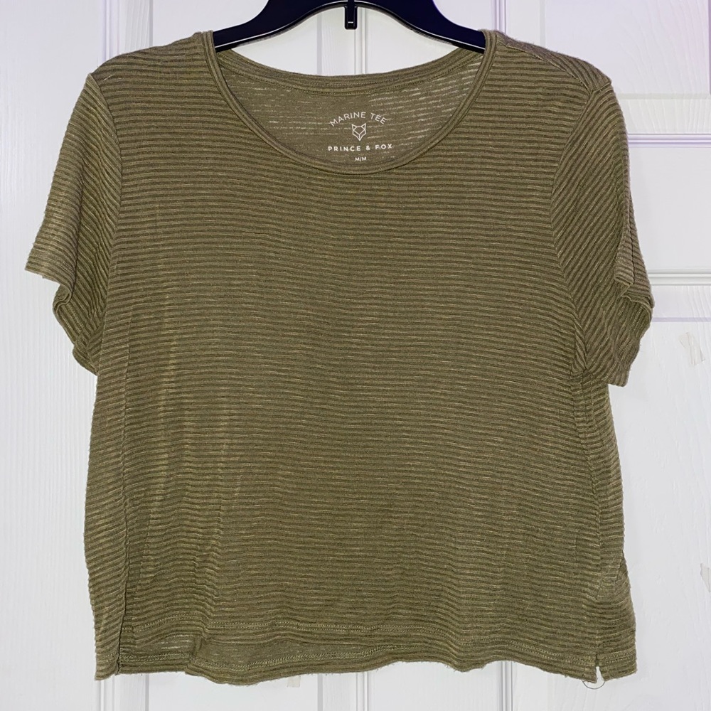Green striped cropped tee